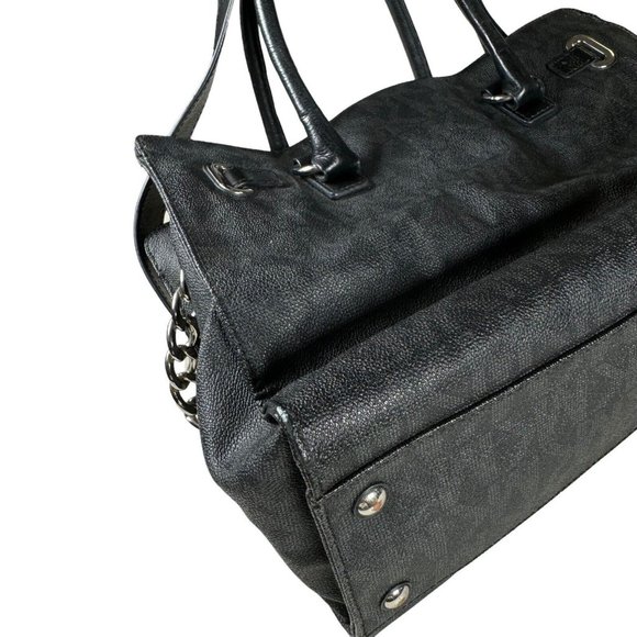 Michael Kors Black Gray MK Logo Hamilton Signature Tote Handbag Purse Authentic - Picture 14 of 16